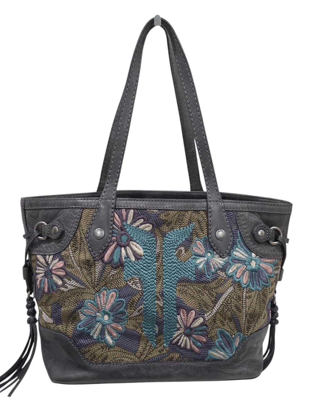 FRYE MELISSA EMBROIDERED CARRYALL TOTE
